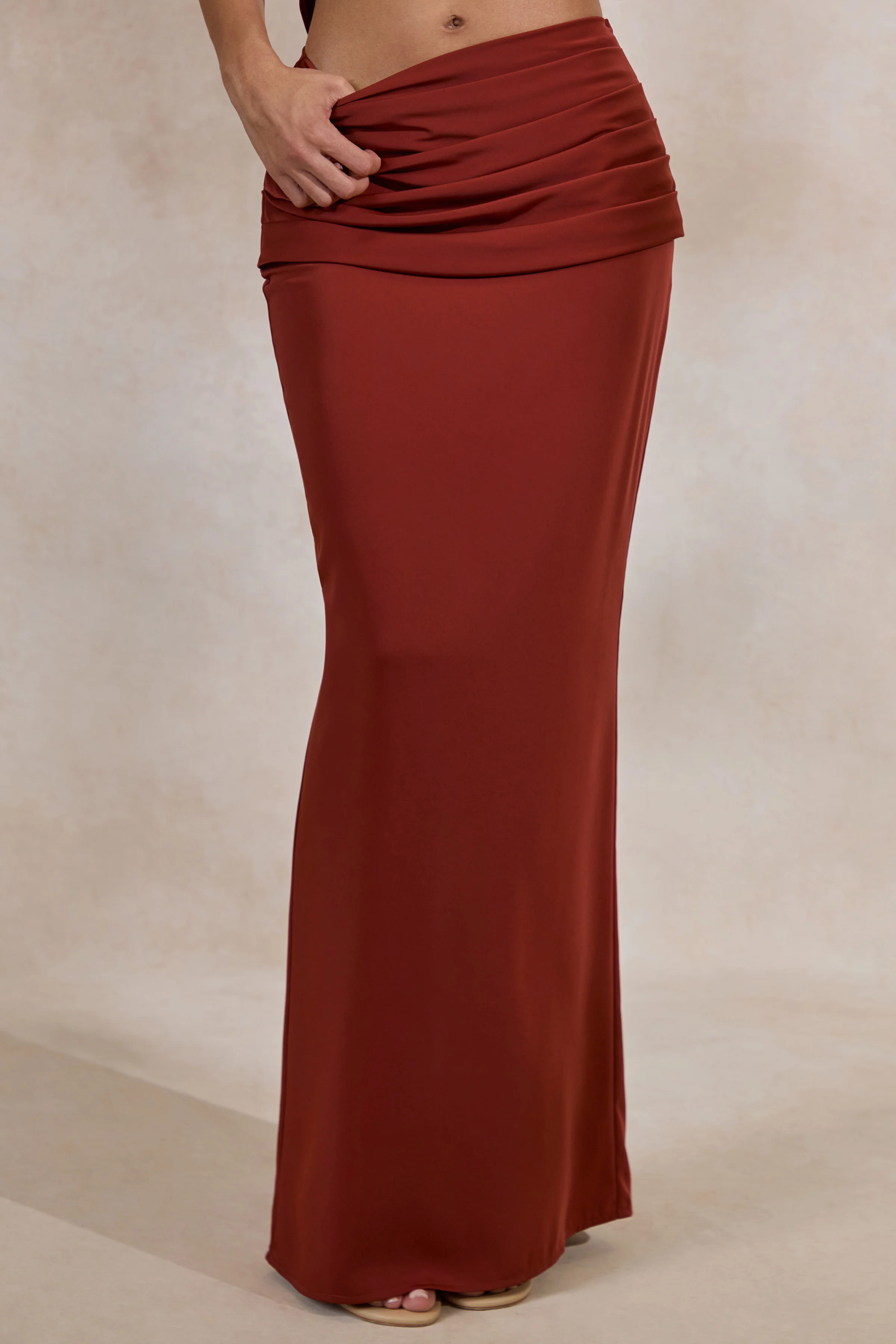 Anina | Rust Satin Maxi Skirt - Image 4