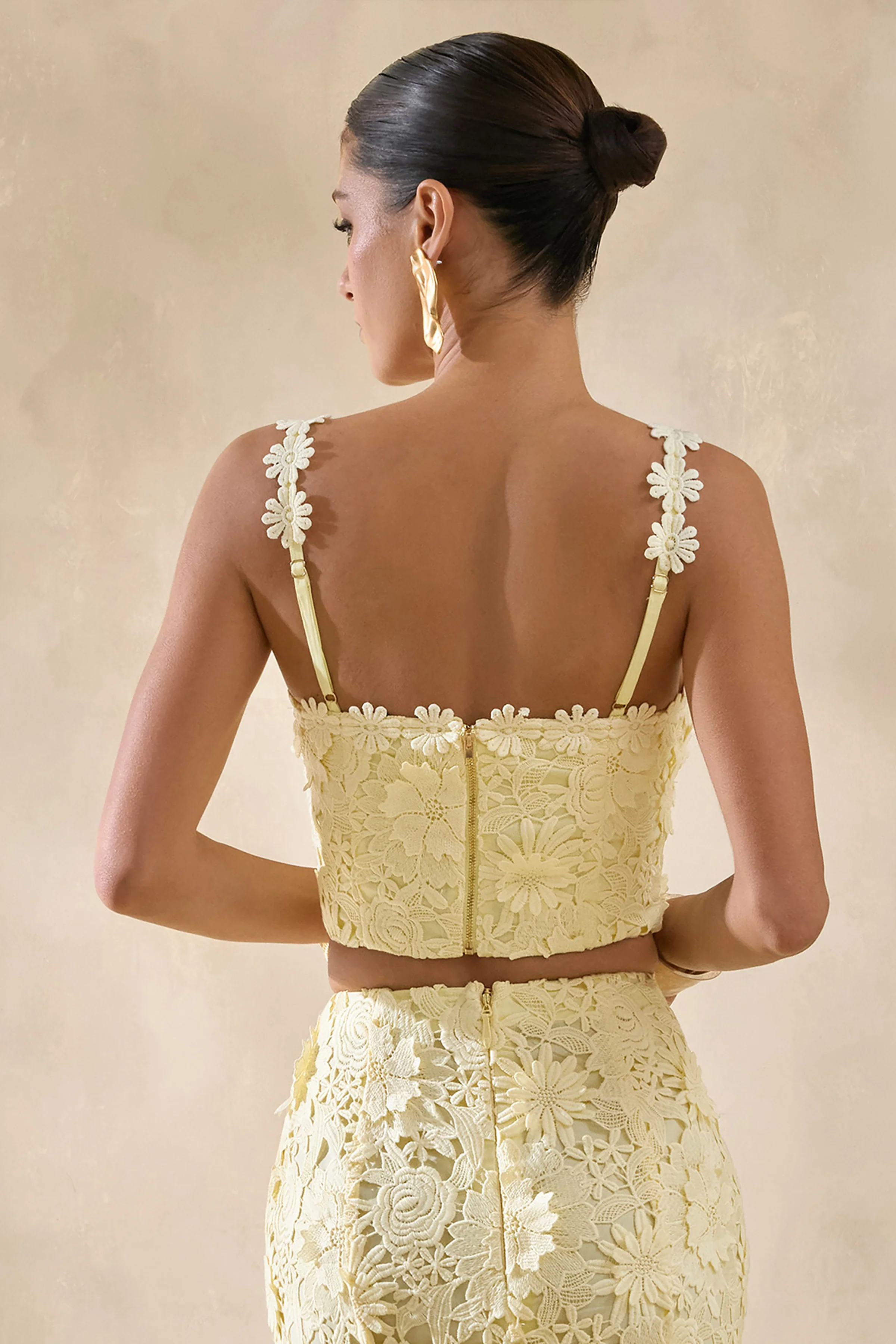Blythe | Lemon Lace Square-Neck Crop-Top - Image 3