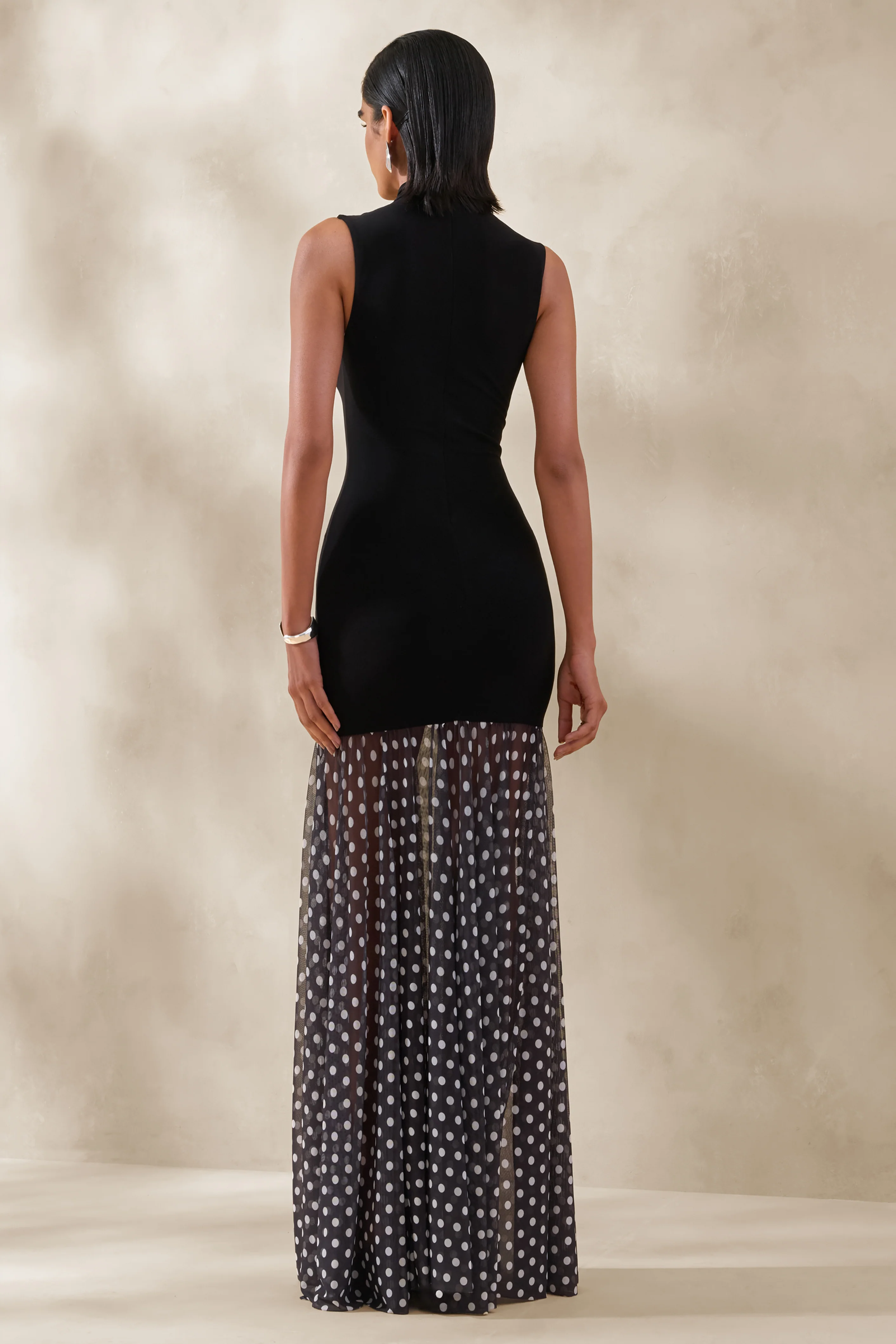 Felina | Black High-Neck Maxi Dress With Sheer-Skirt - Image 2