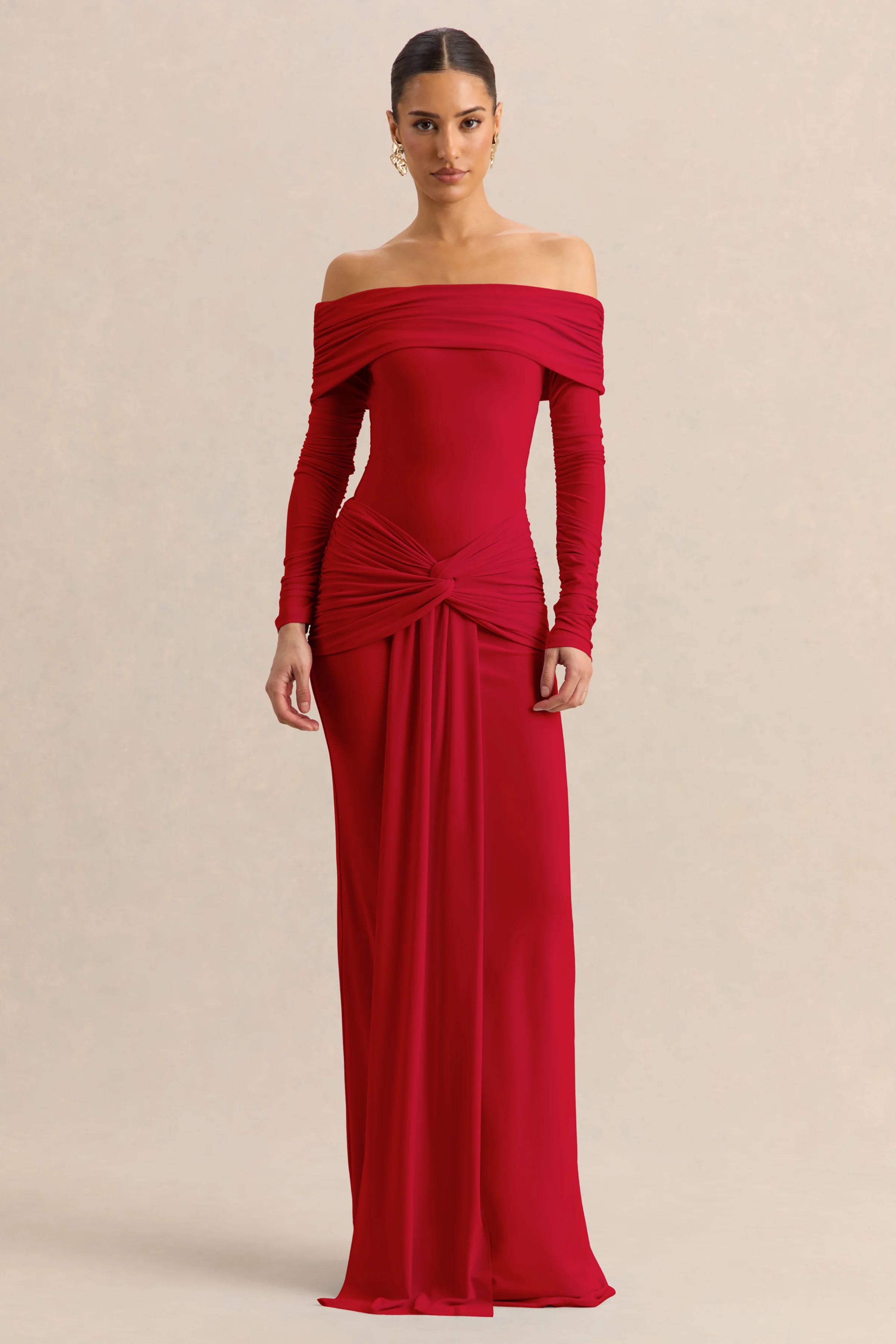 Flynne | Red Wrapped Maxi Skirt With Sash - Image 2