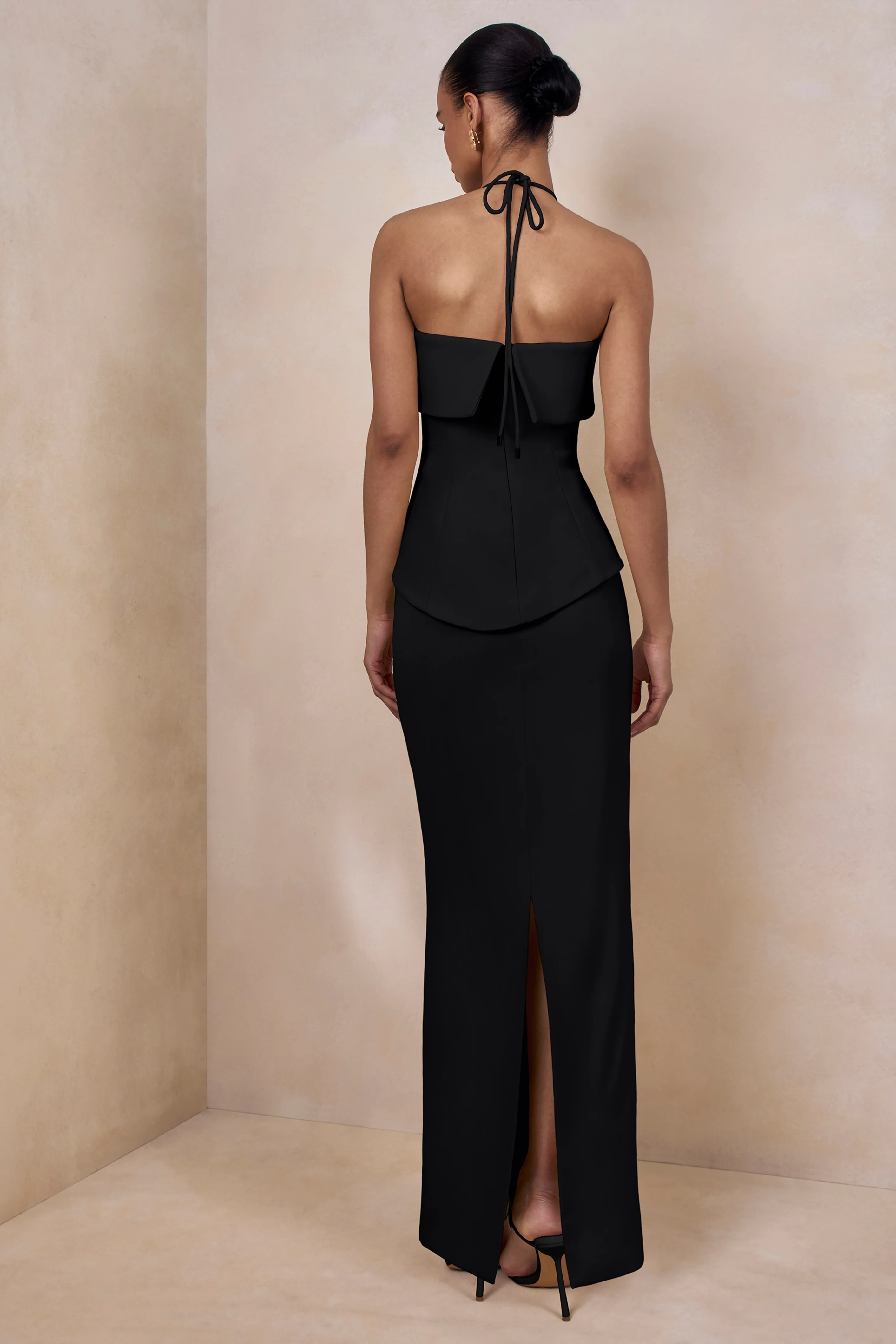 Fran | Black Square-Neck Corset Maxi Dress - Image 2