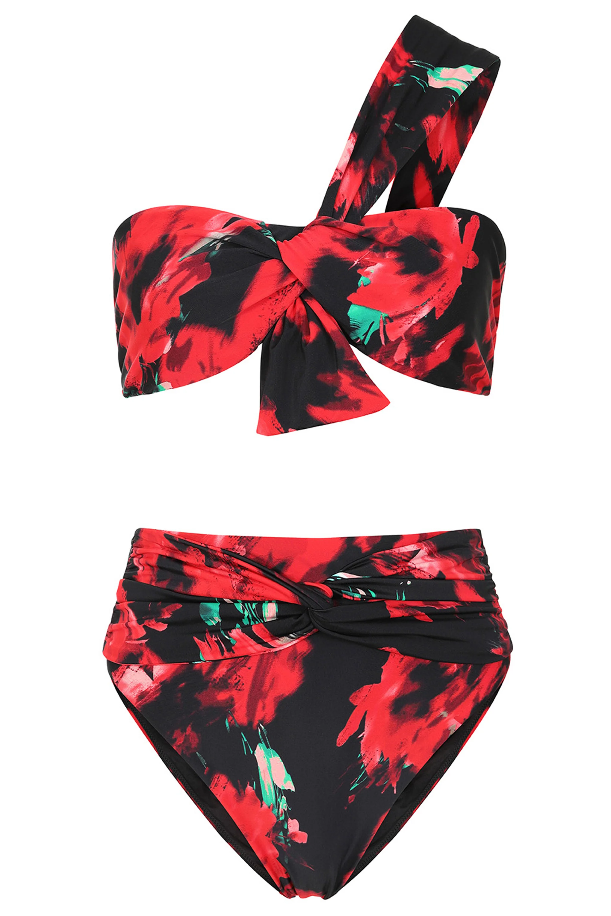 High Tide | Multi Print High Waisted Twist Front Bikini Bottoms - Image 8