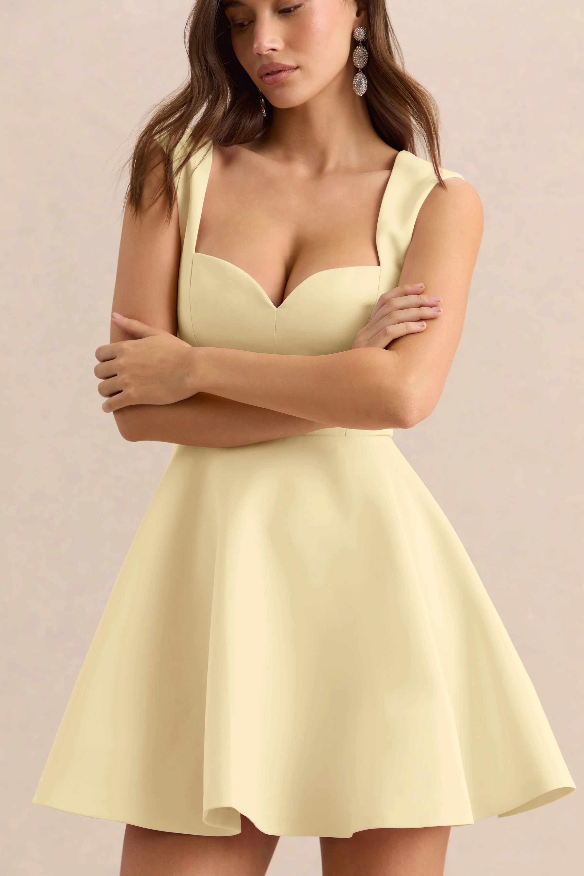 Katya | Lemon Sweetheart-Neck Skater Mini Dress - Image 5