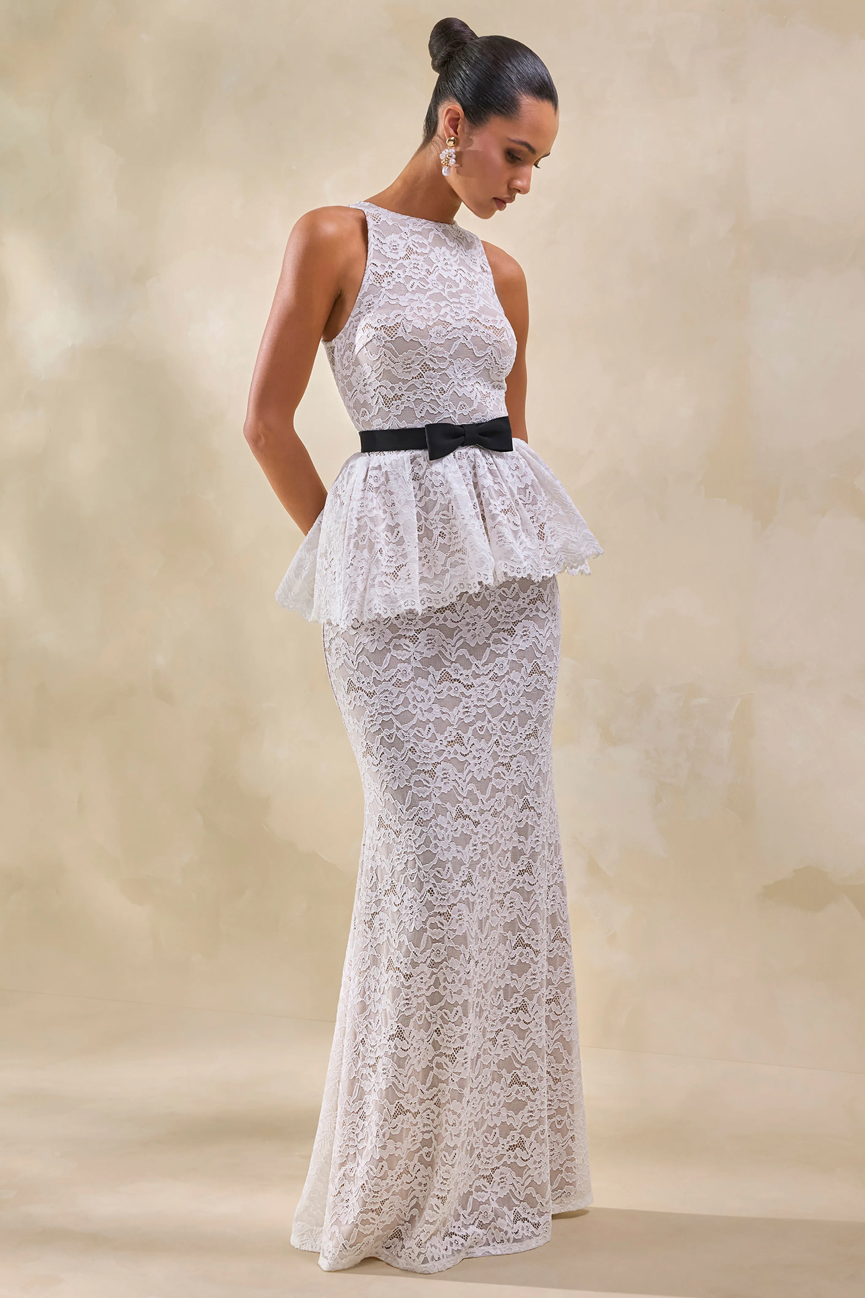 Malisse | White Lace Round-Neck Top With Belt-Detail - Image 5