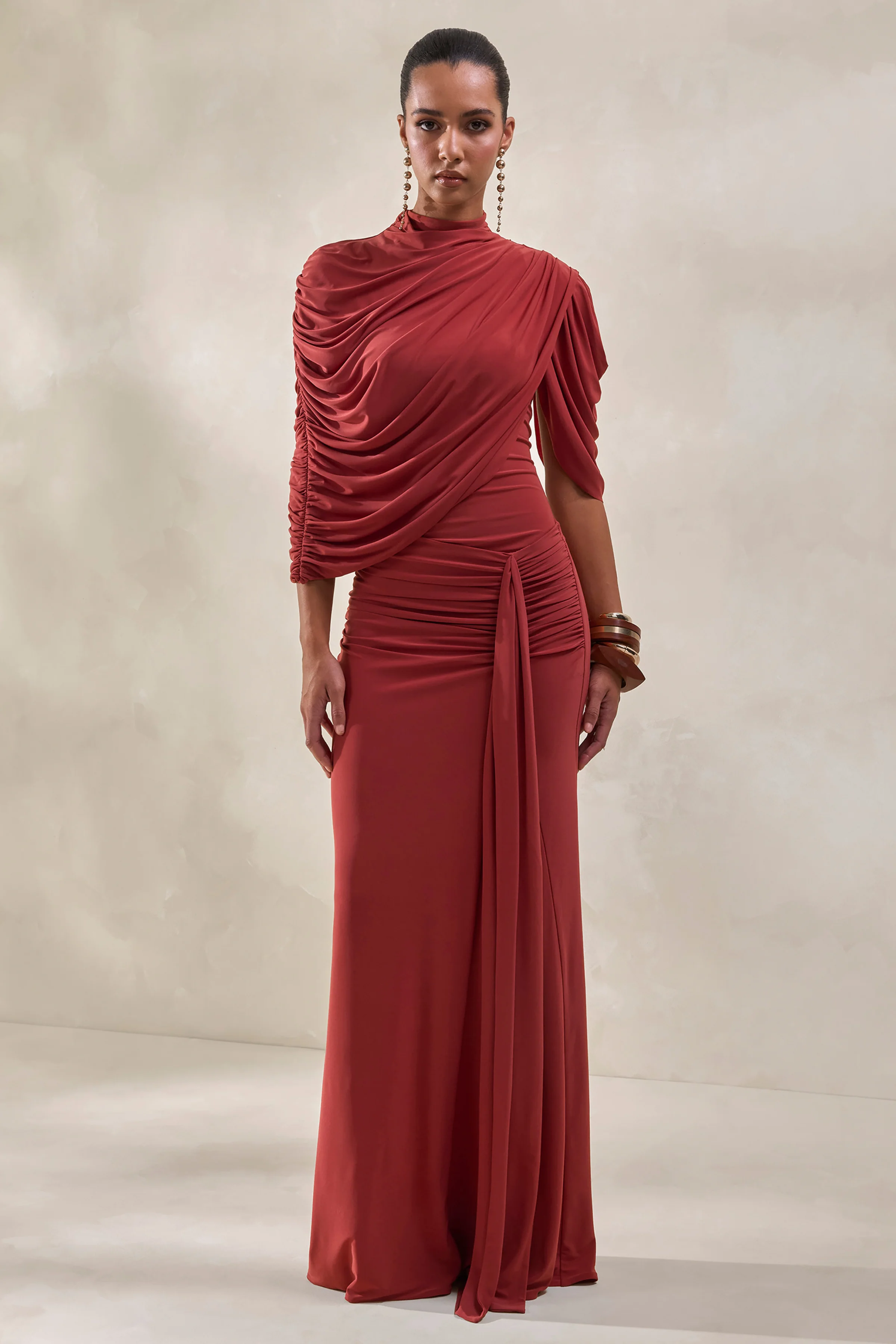 Mireya | Rust Wrapped Maxi Skirt With Split - Image 2