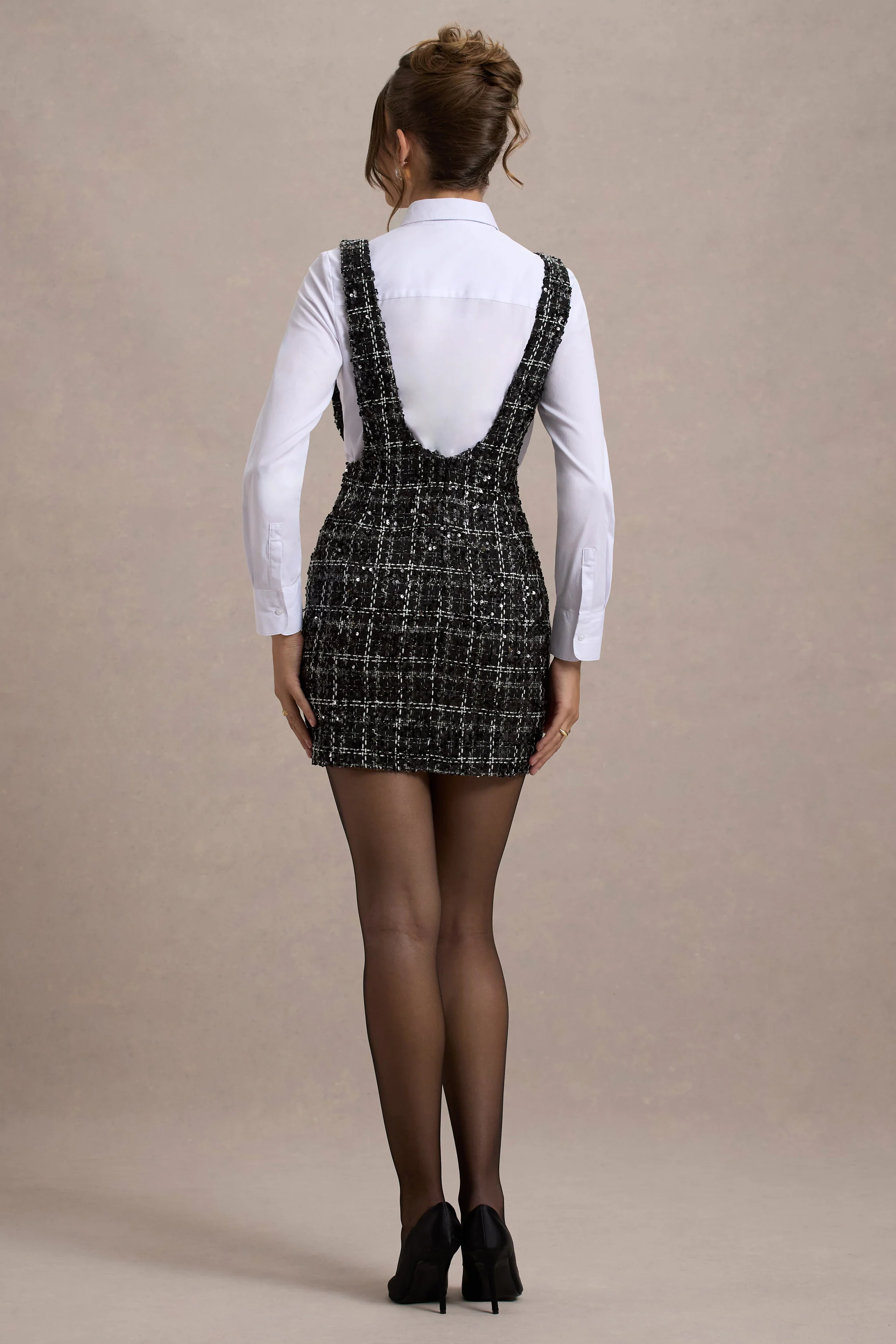 Oxford | Black Boucle Sleeveless Pinafore - Image 2