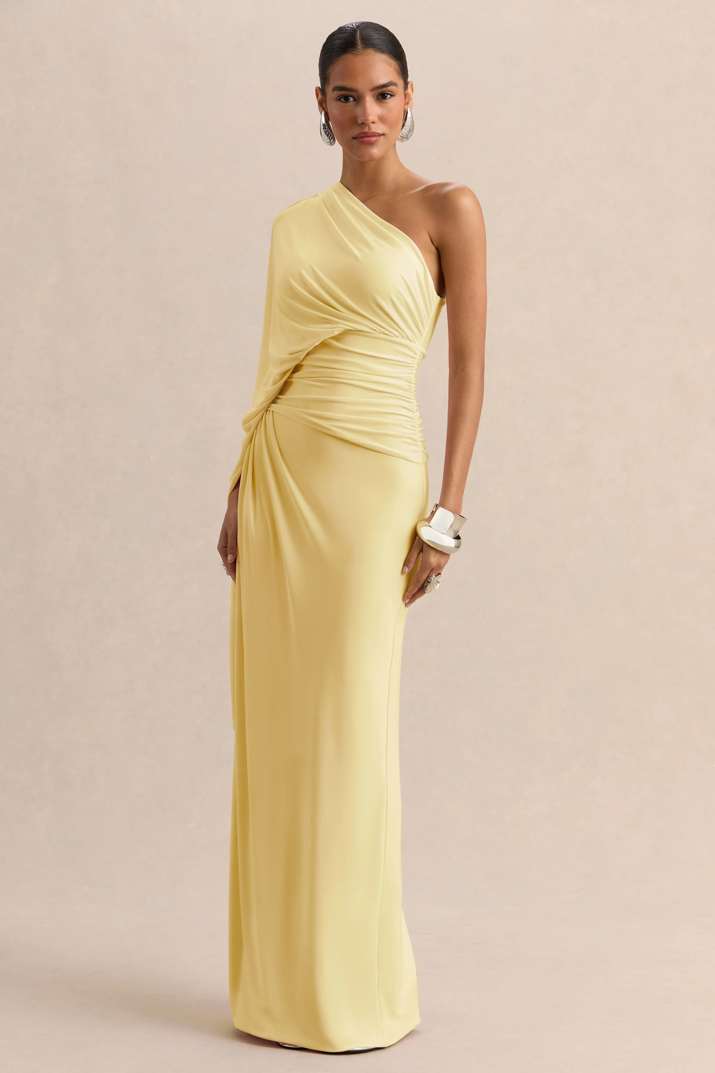 Sabella | Lemon Asymmetric-Neck Maxi Dress - Image 4