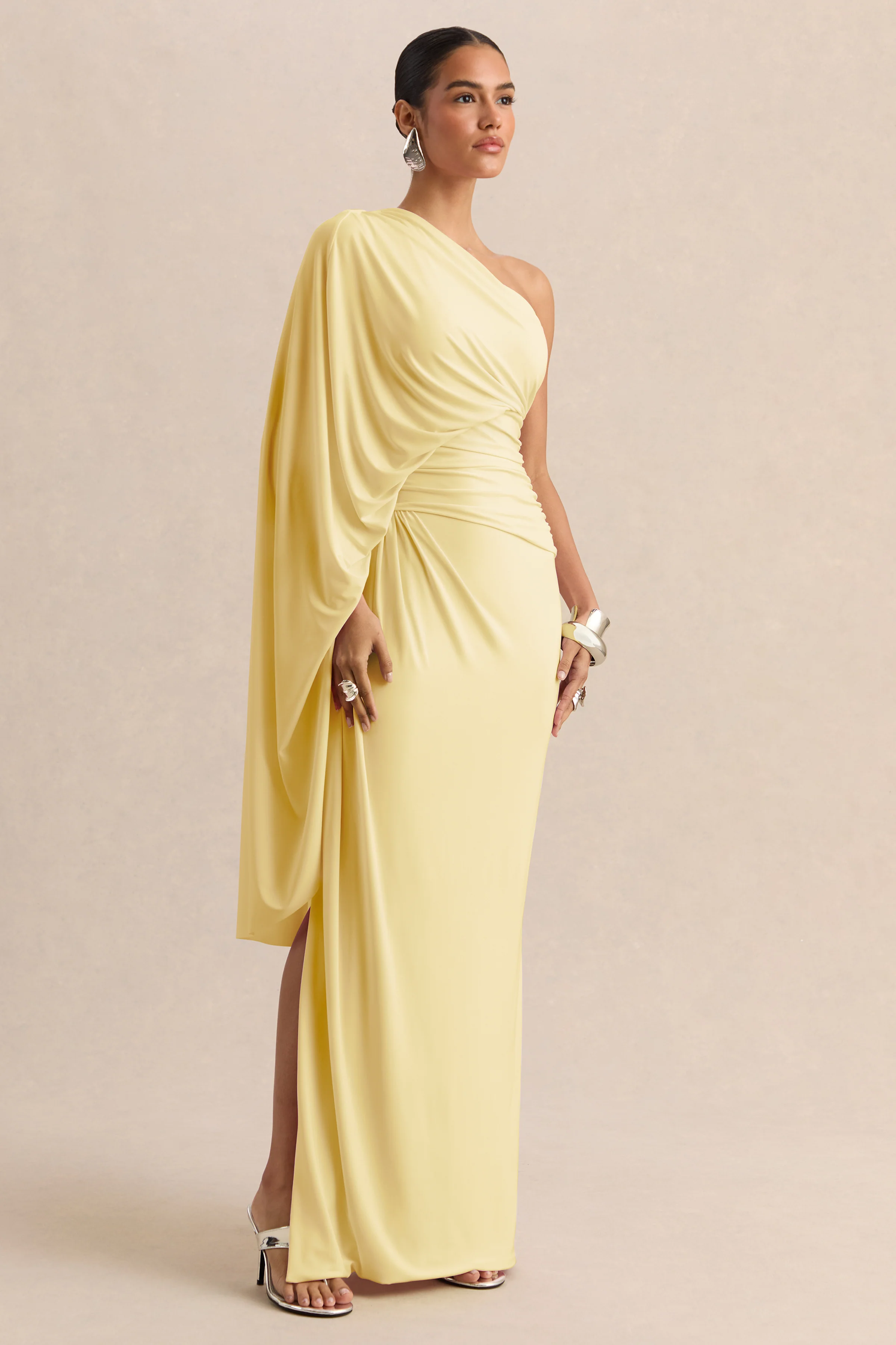 Sabella | Lemon Asymmetric-Neck Maxi Dress - Image 5