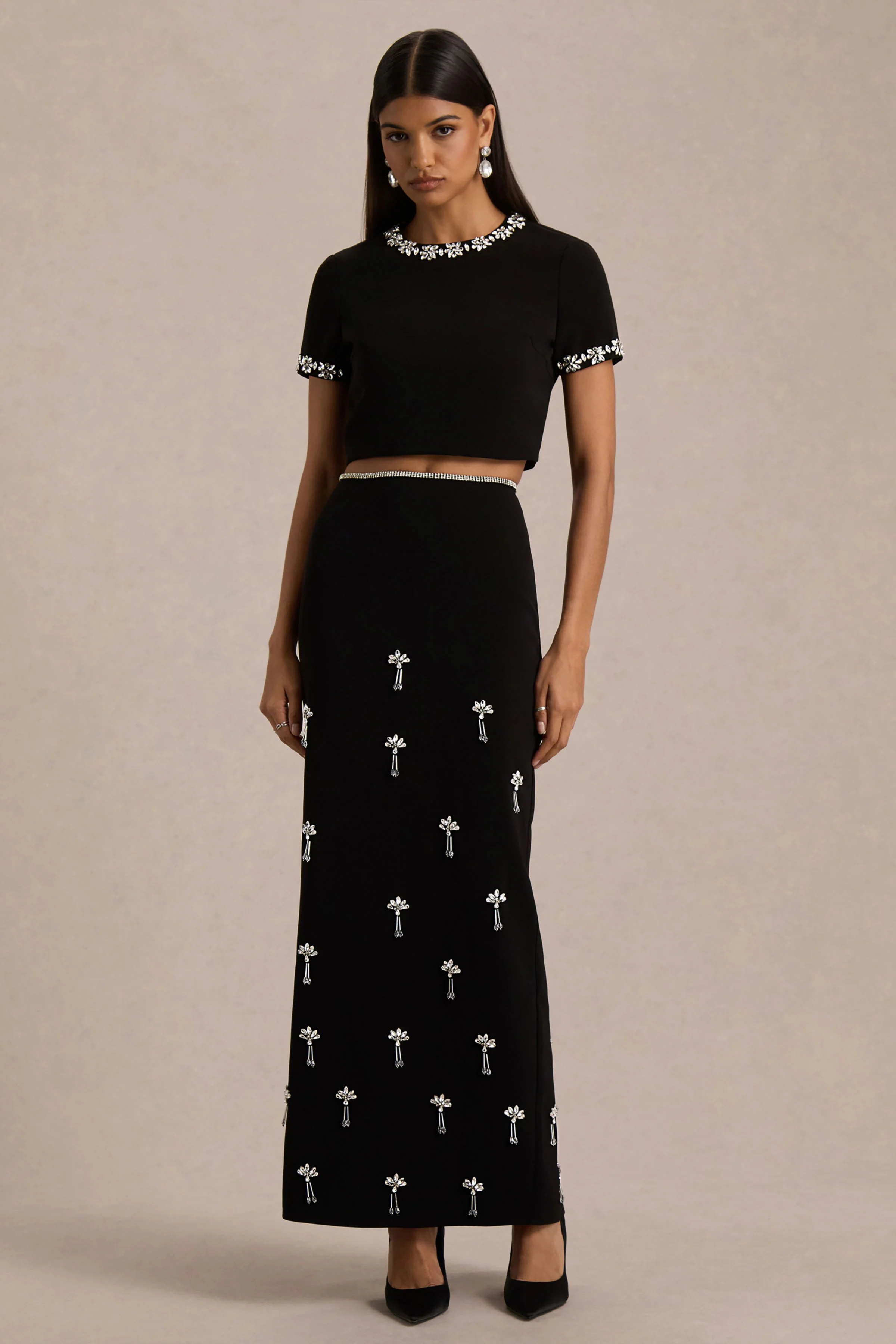 Salma | Black Hand-Embellished Top - Image 7