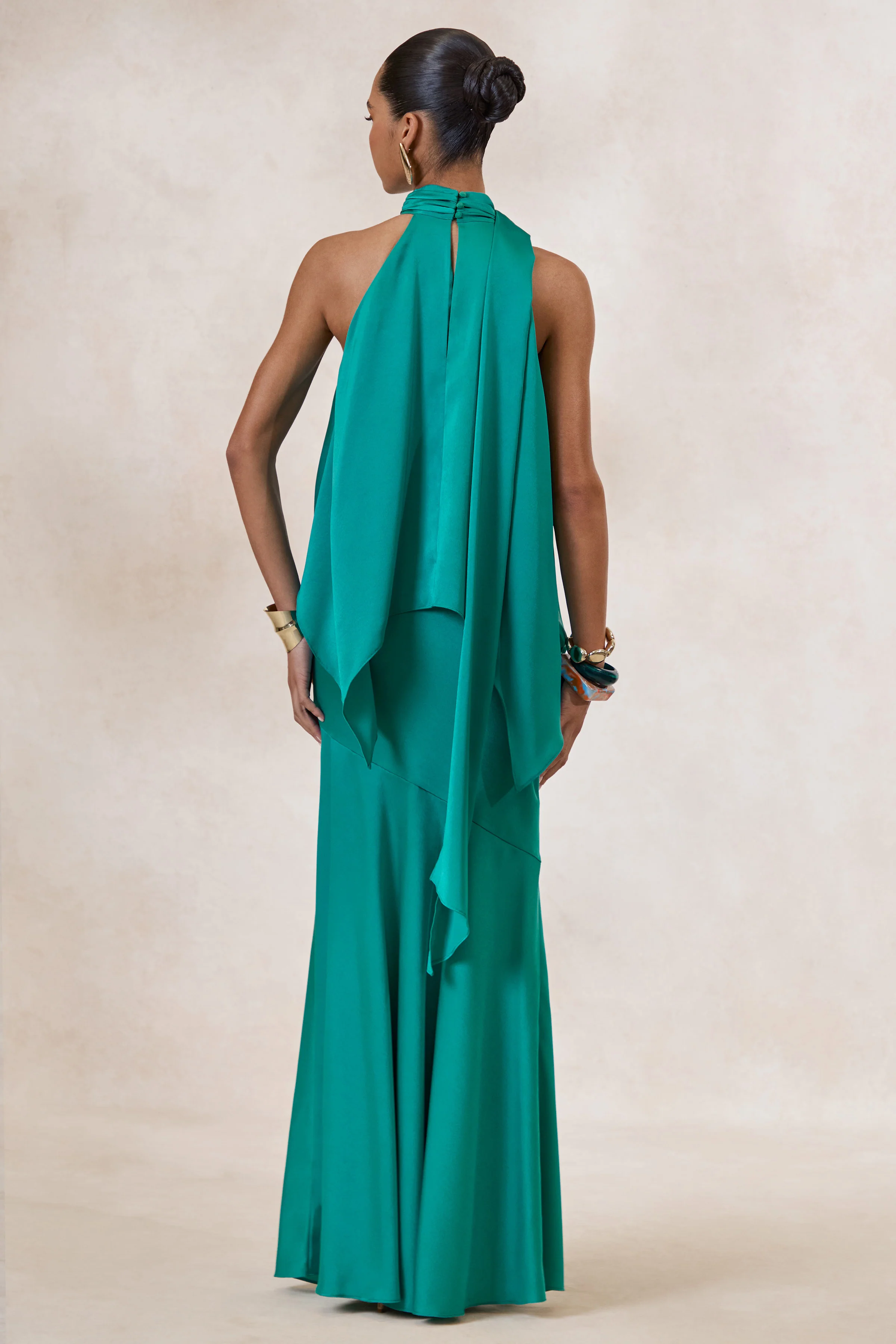 Sarina | Teal Satin Maxi Skirt - Image 3