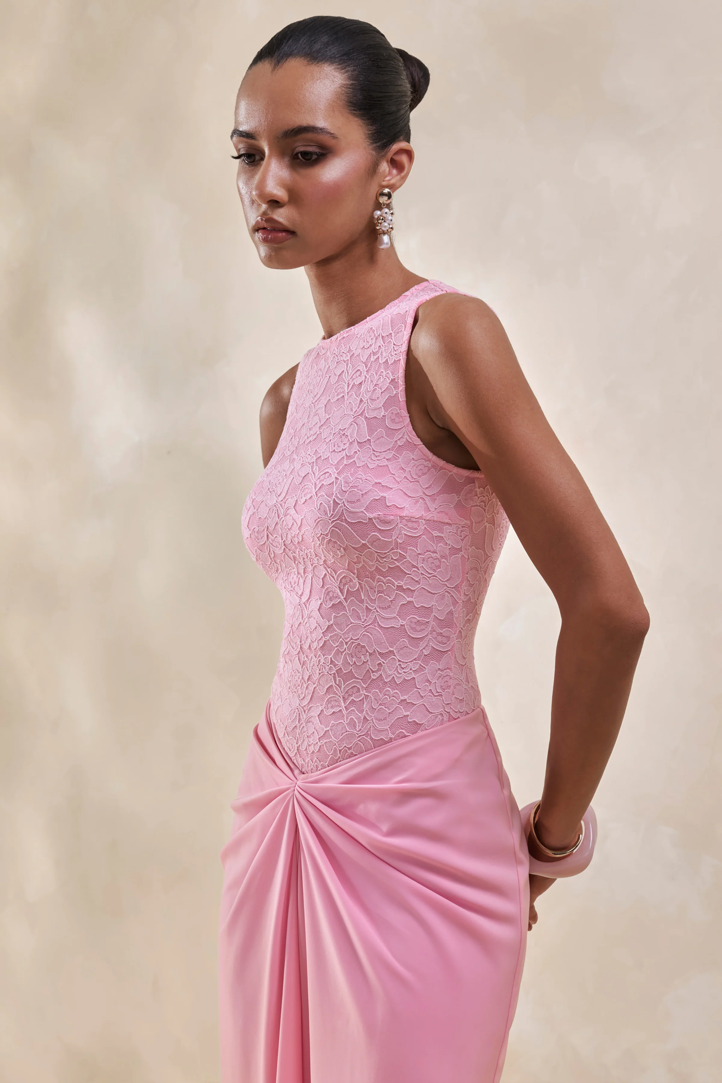 Serale | Pink Lace Round-Neck Bodysuit - Image 3