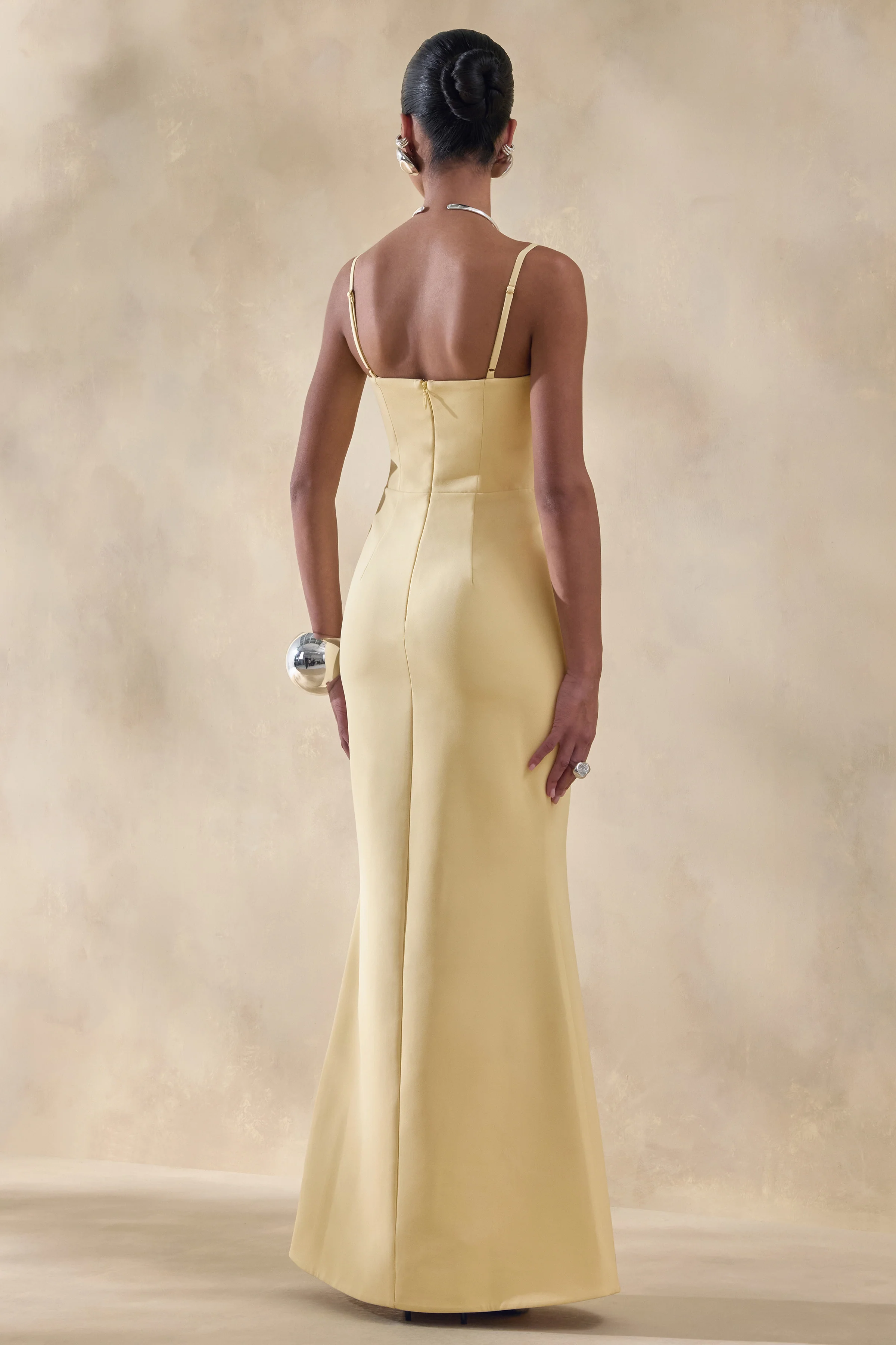 Story | Lemon Scalloped Sweetheart-Neck Maxi Dress With Embellished-Detailing - Image 3
