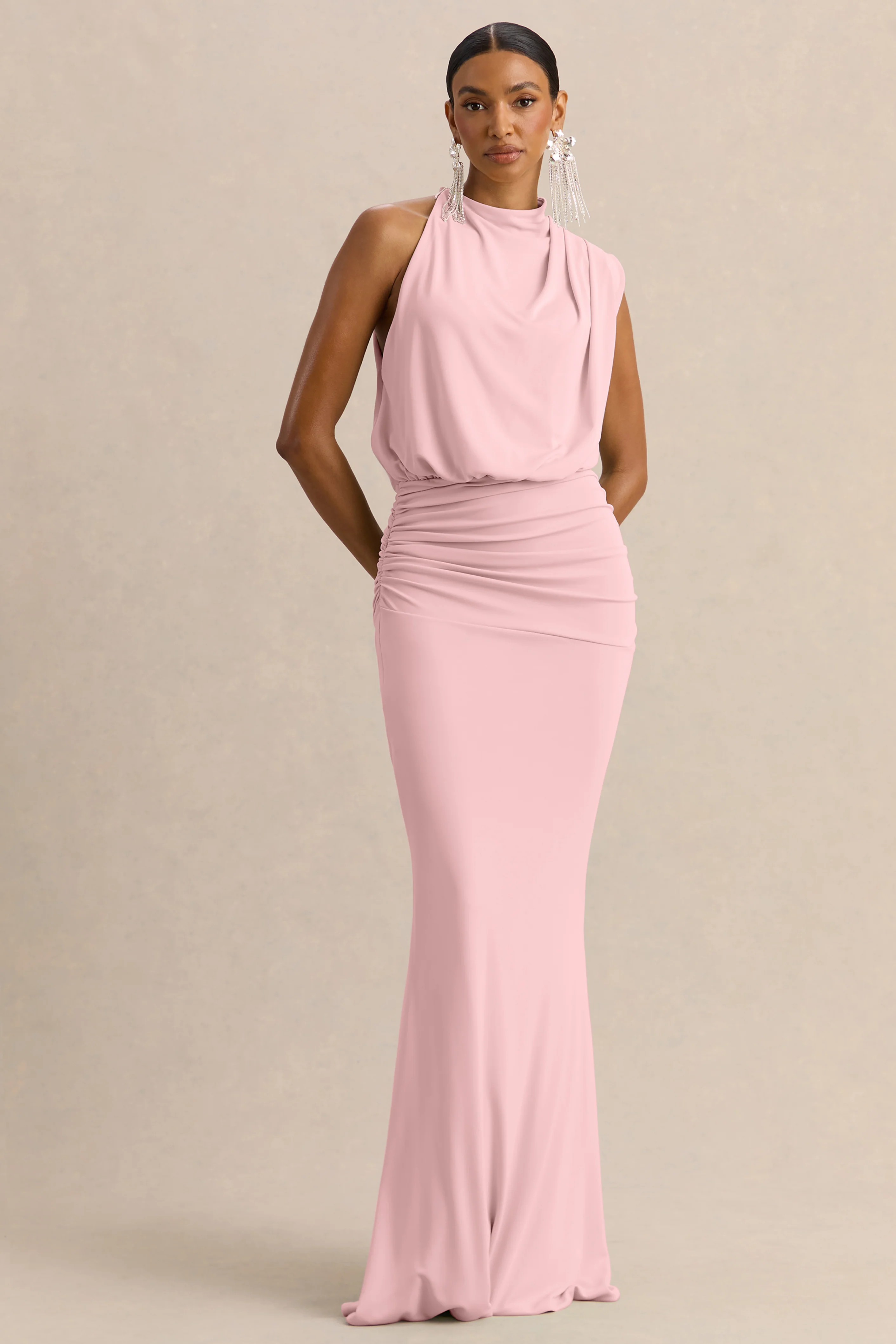 Umaira | Light Pink High-Neck Maxi Dress - Image 4