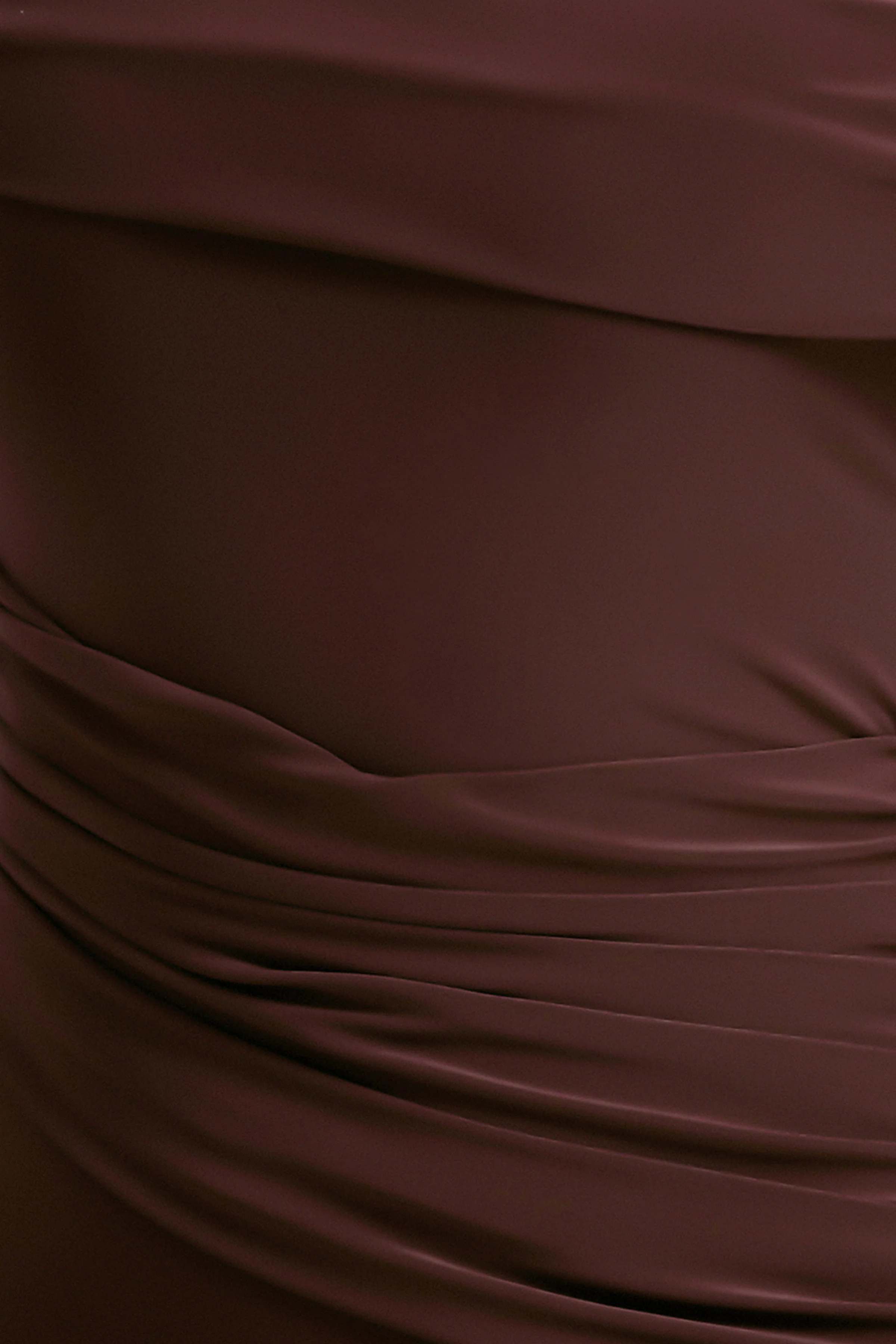Valina | Brown Ruched Asymmetric Maxi Dress With Drape - Image 7