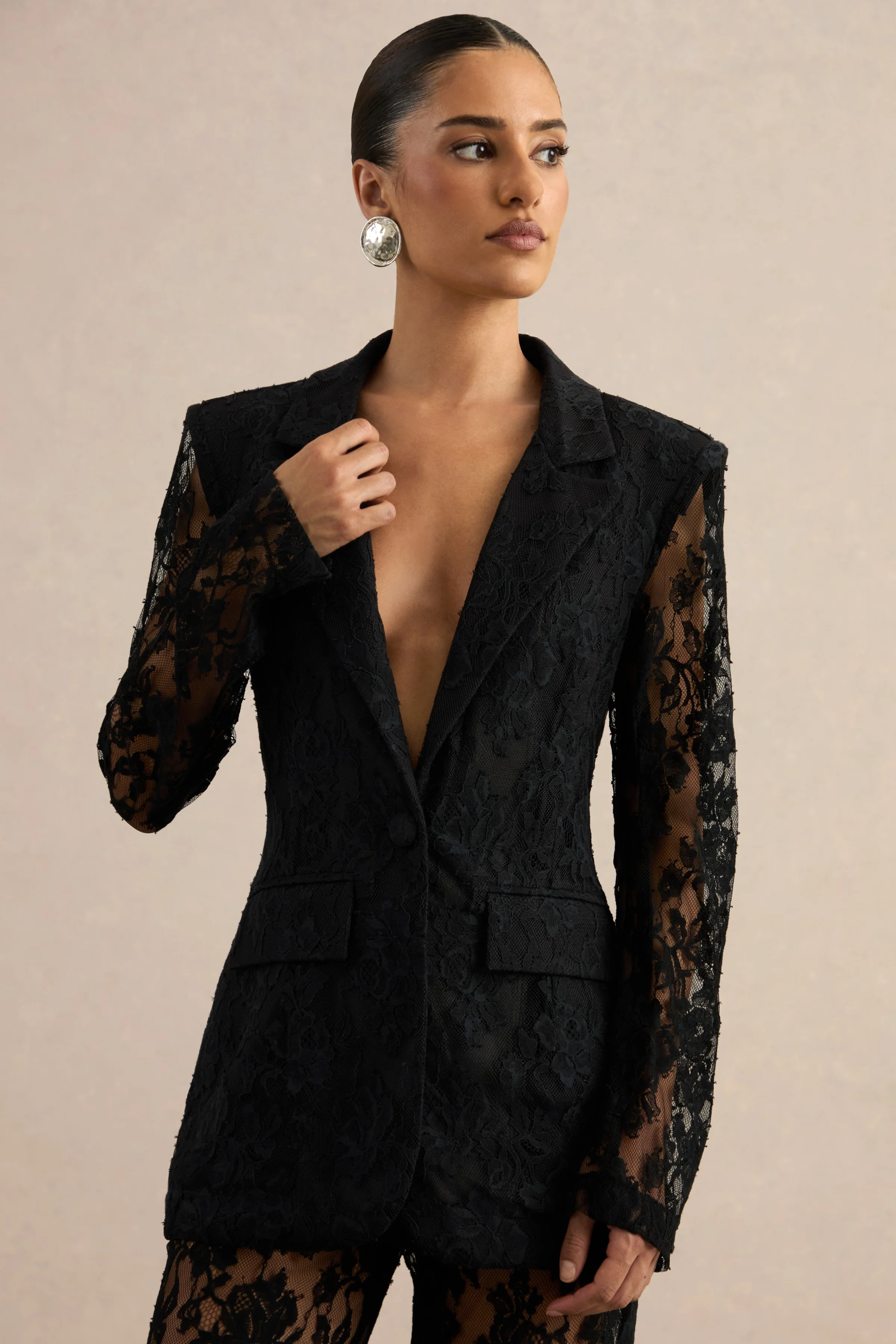 Vergia | Black Lace Tailored-Blazer - Image 5