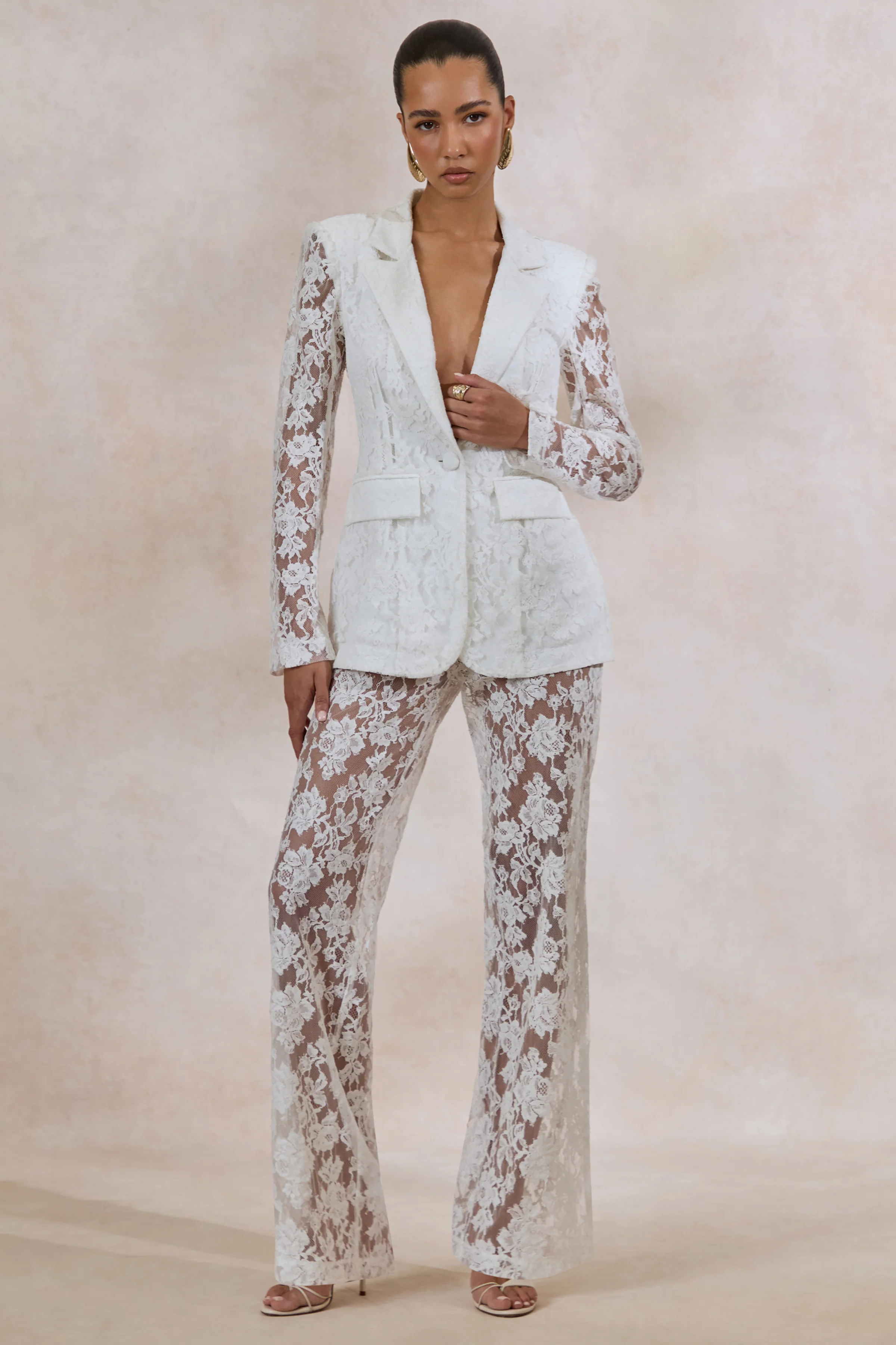 Vergia | White Lace Tailored-Blazer - Image 4